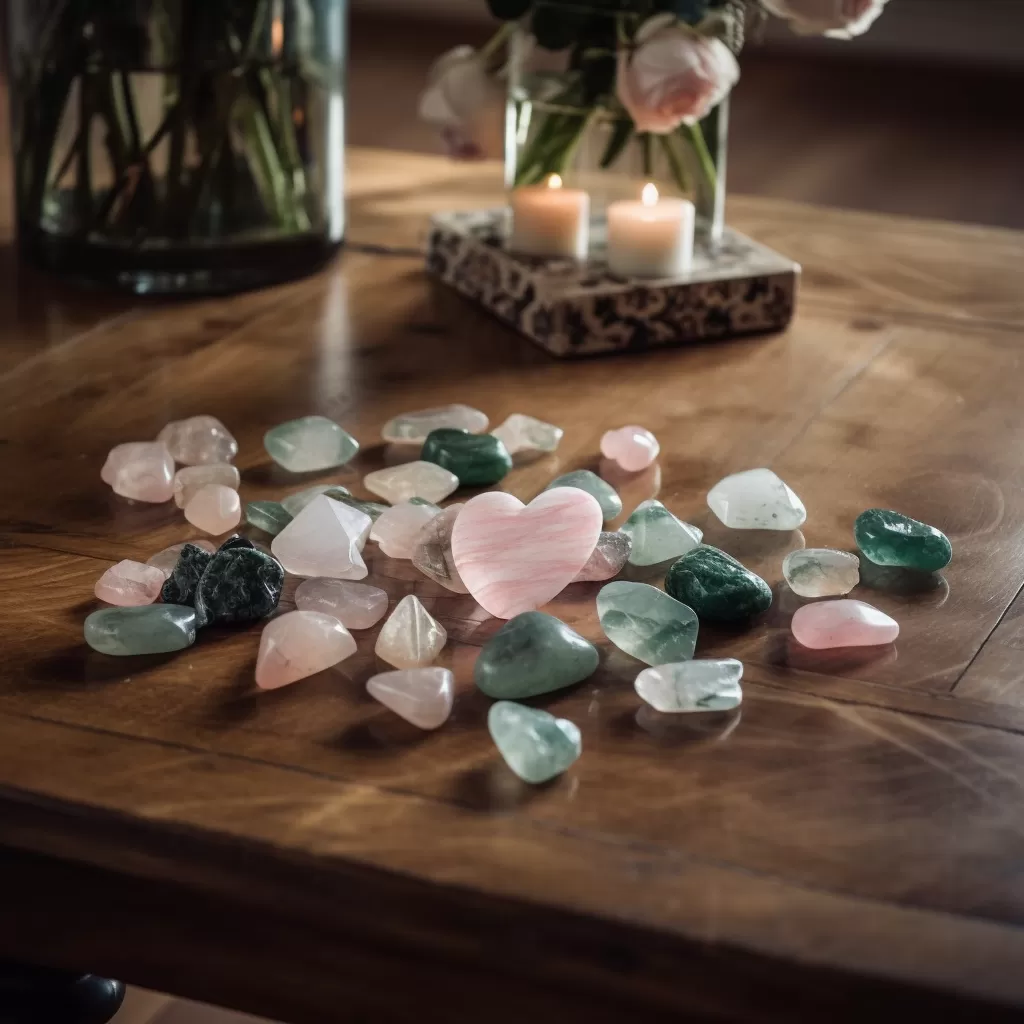 Heart Chakra Crystals: Green Jade, Rose Quartz and Clear Quartz