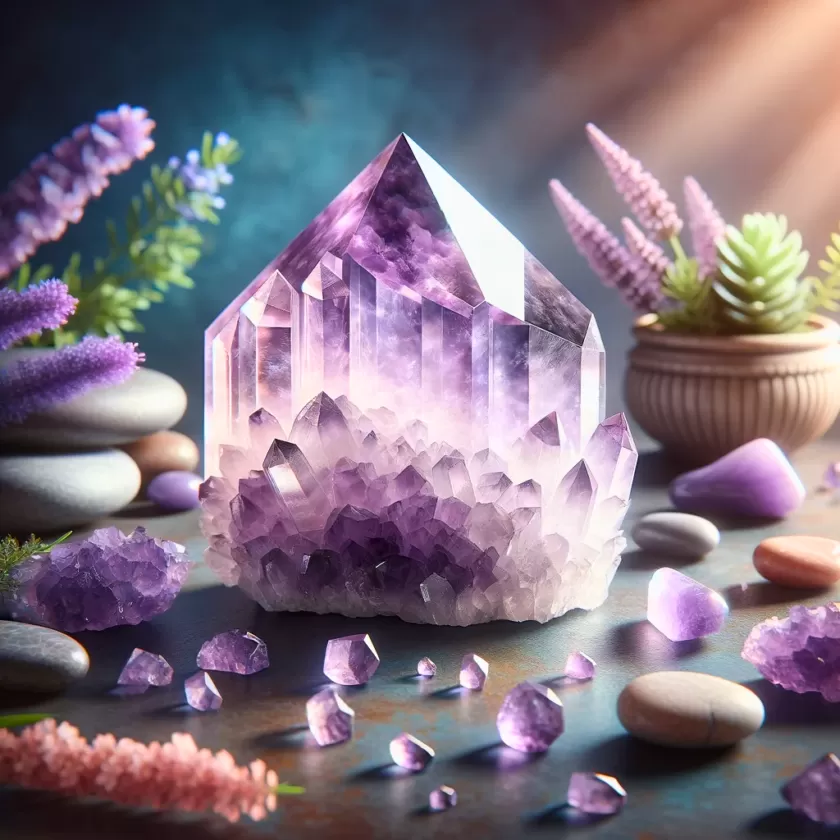 Meaning of Amethyst: Amethyst Crystals and stones in an aesthetically pleasing way.
