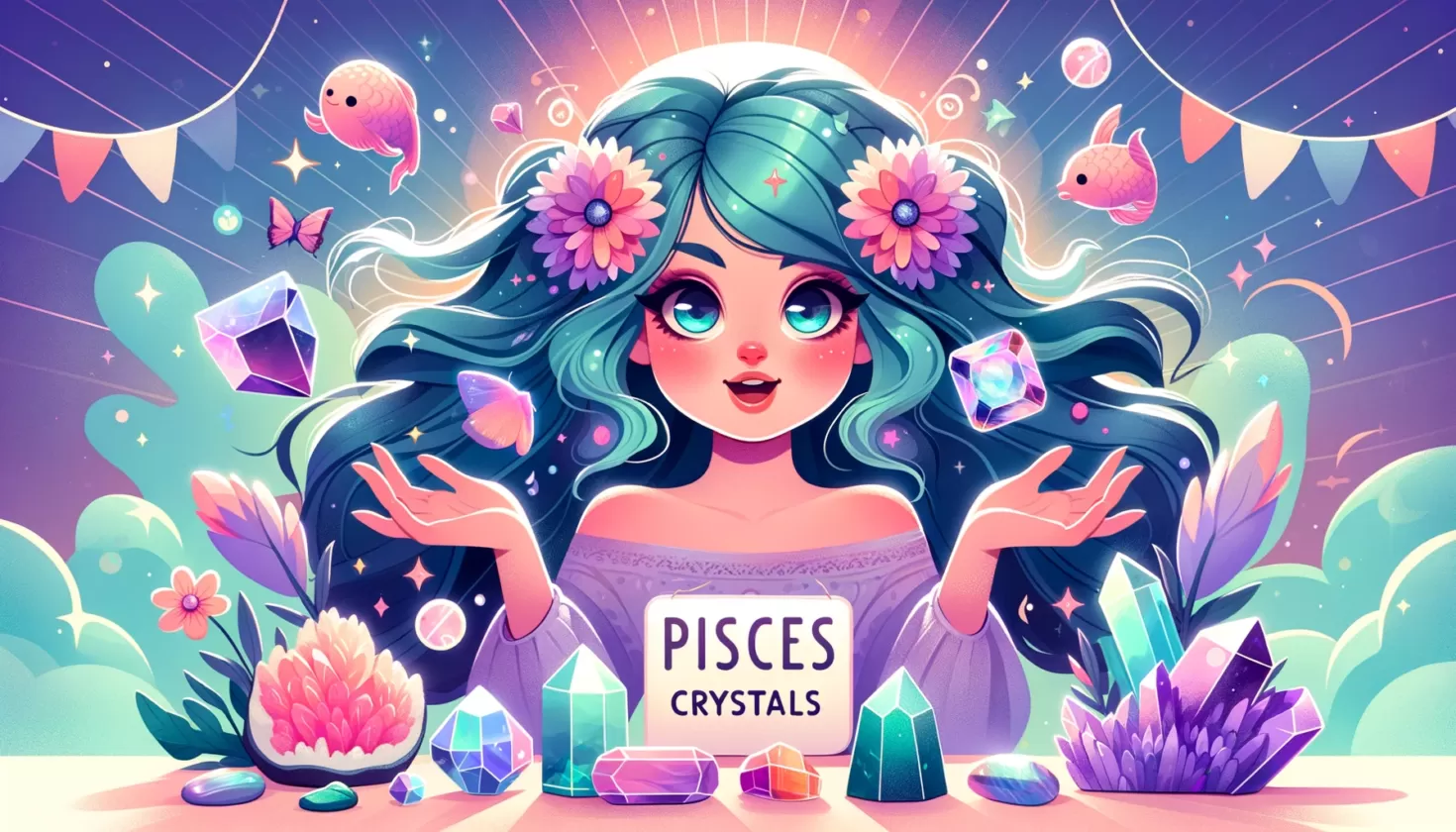 Animated Pisces Zodiac Traits with Amethyst, Aquamarine, Bloodstone - Engaging and Vibrant