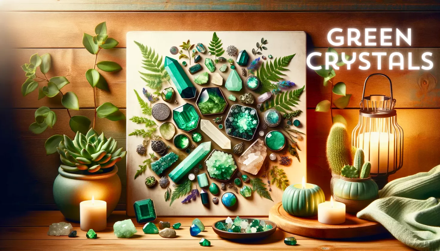 Vibrant Collection of Green Crystals, Symbolizing Growth and Abundance in Harmony with Nature