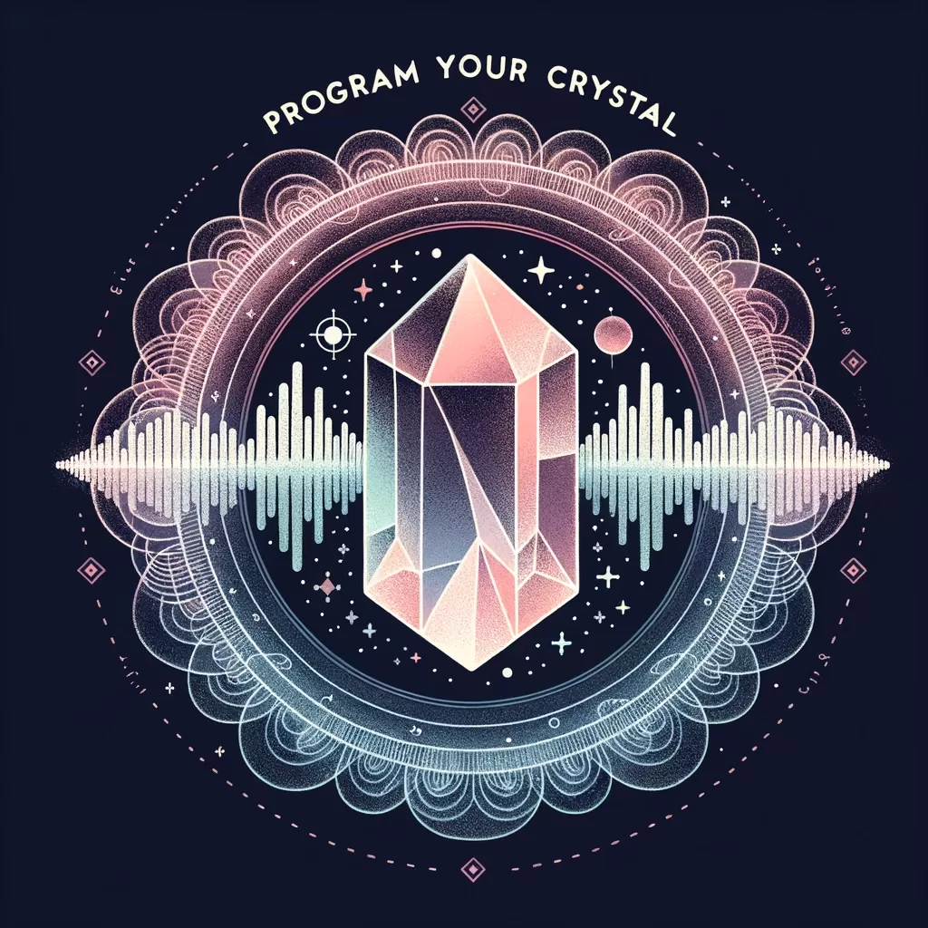 Charge your Crystals: Illustration of a crystal surrounded by sound waves.