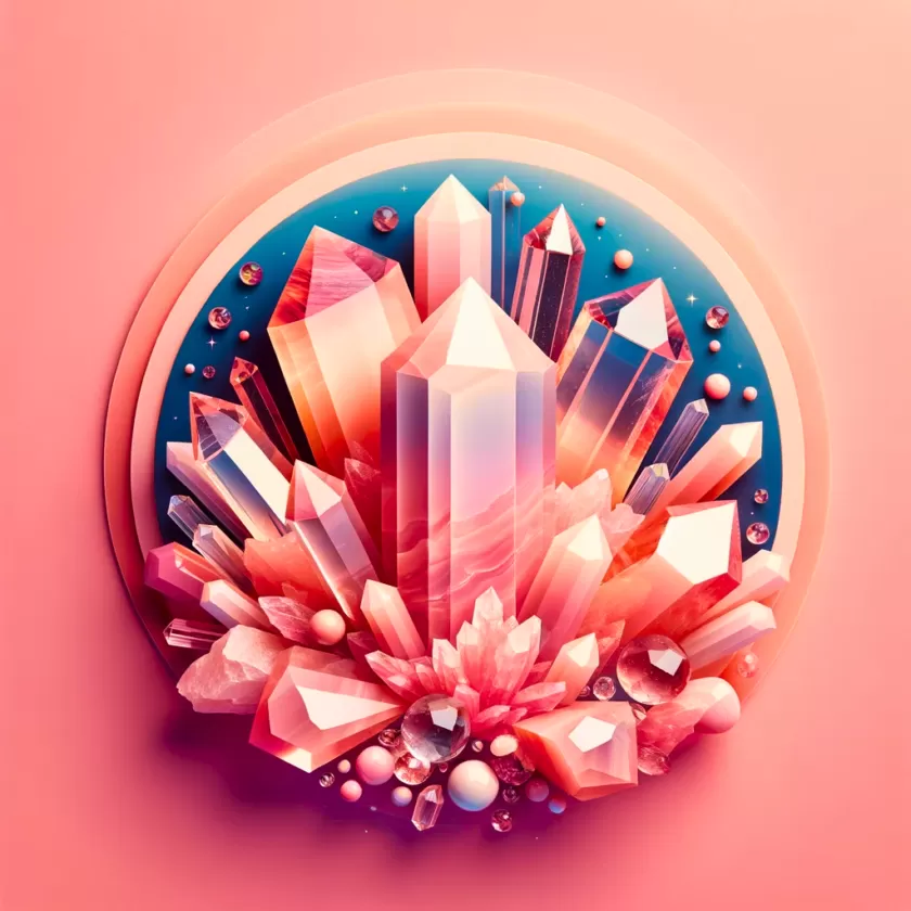 Rose Quartz Crystal: Aesthetically pleasing image of Rose Quartz with pink background