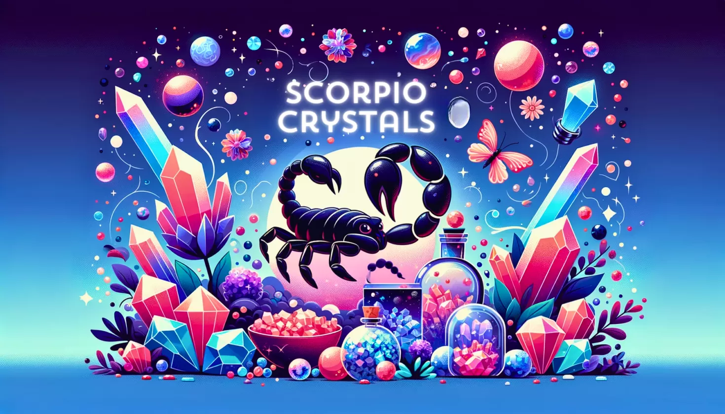 Scorpio Crystals: Scorpio Zodiac Sign with Resonating Crystals, Symbolizing Intensity and Healing Powers