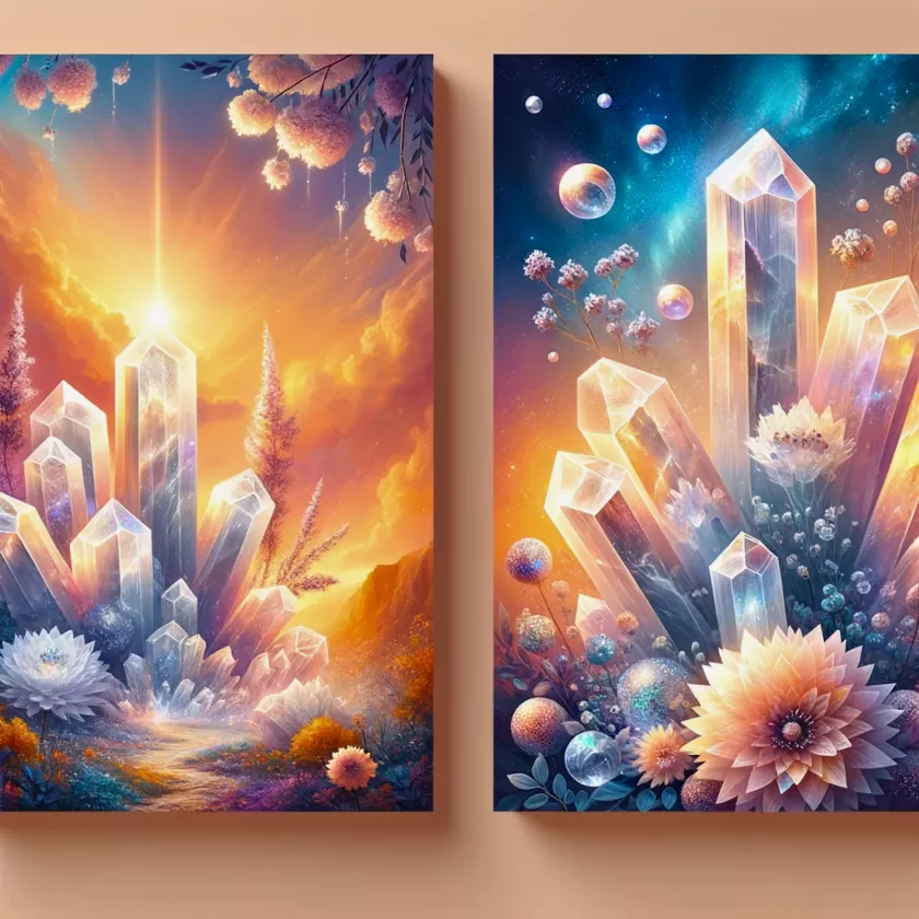 Aesthetic pleasing image of two painted pictures of Selenite