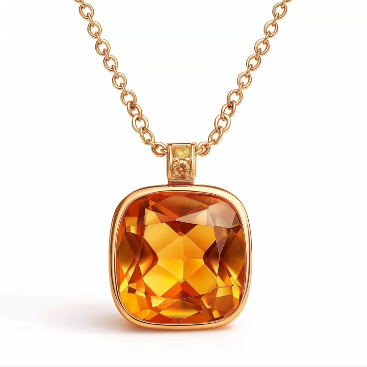 Citrine Product Necklace, white background