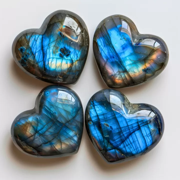 4 Labradorite Heart Cut Gems