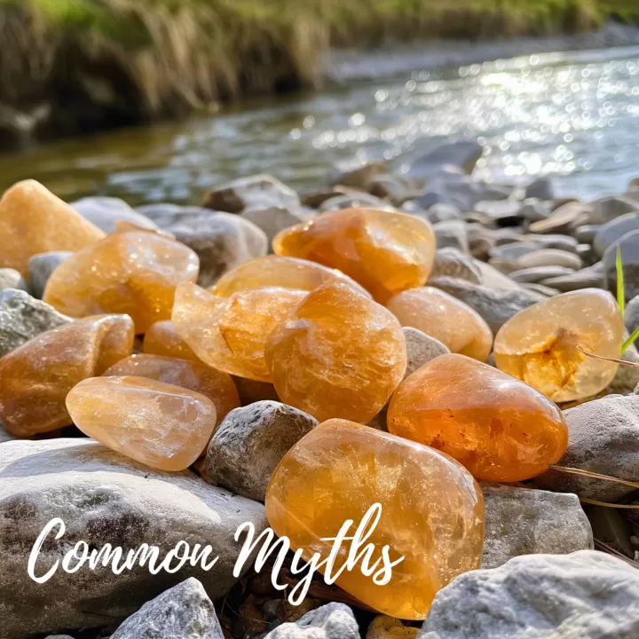 Orange Calcite and Orange Carnelian by the river