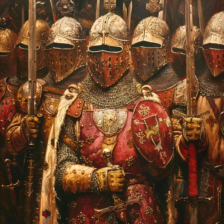 Ancient Knights wearing red gems